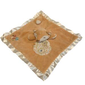 Vtg Douglas Baby Sleepy Fox Lovey Security Blanket Woodland Mushrooms Satin Soft
